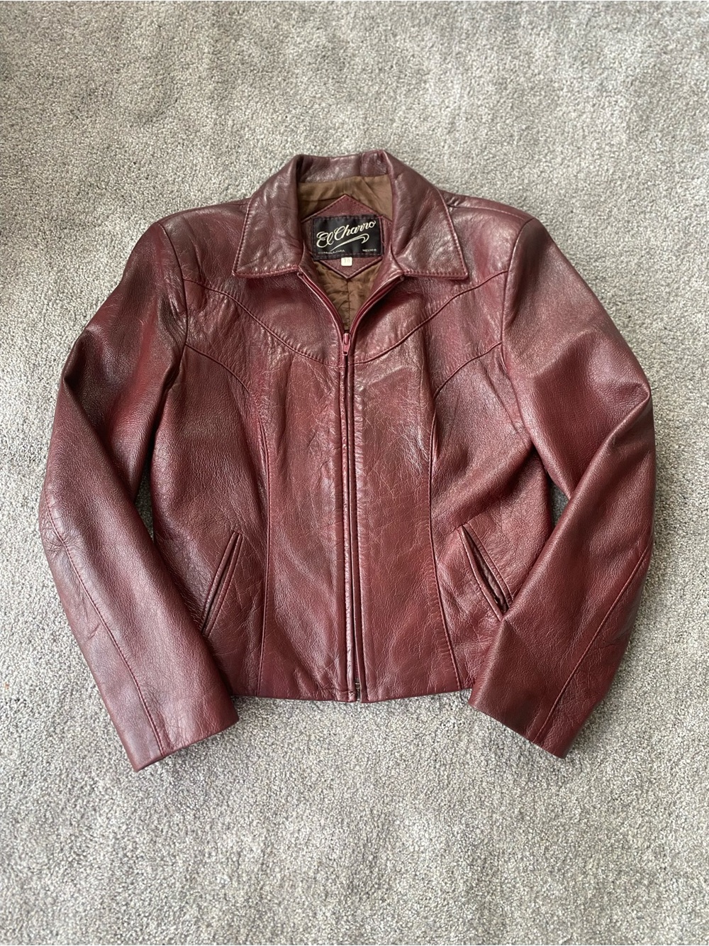 Wilsons Leather Maroon Zip-Front Leather Jacket